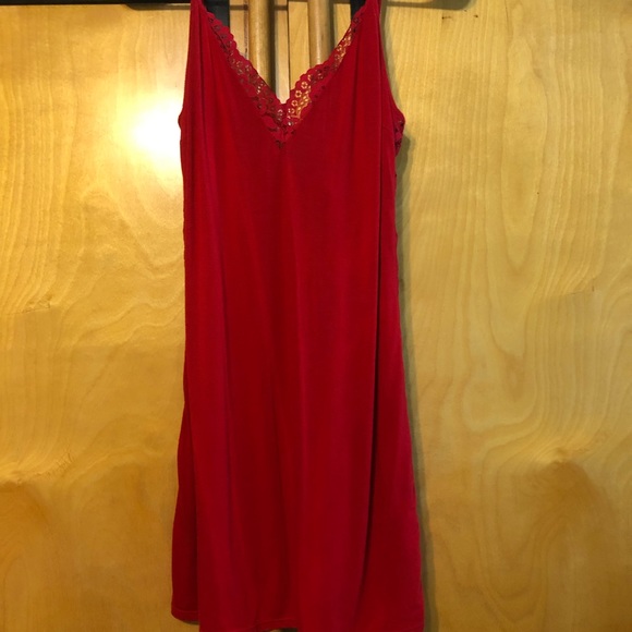 Vintage Victoria’s Secret Red Slip Dress W/ Red Lace Accents in Med - Picture 2 of 7